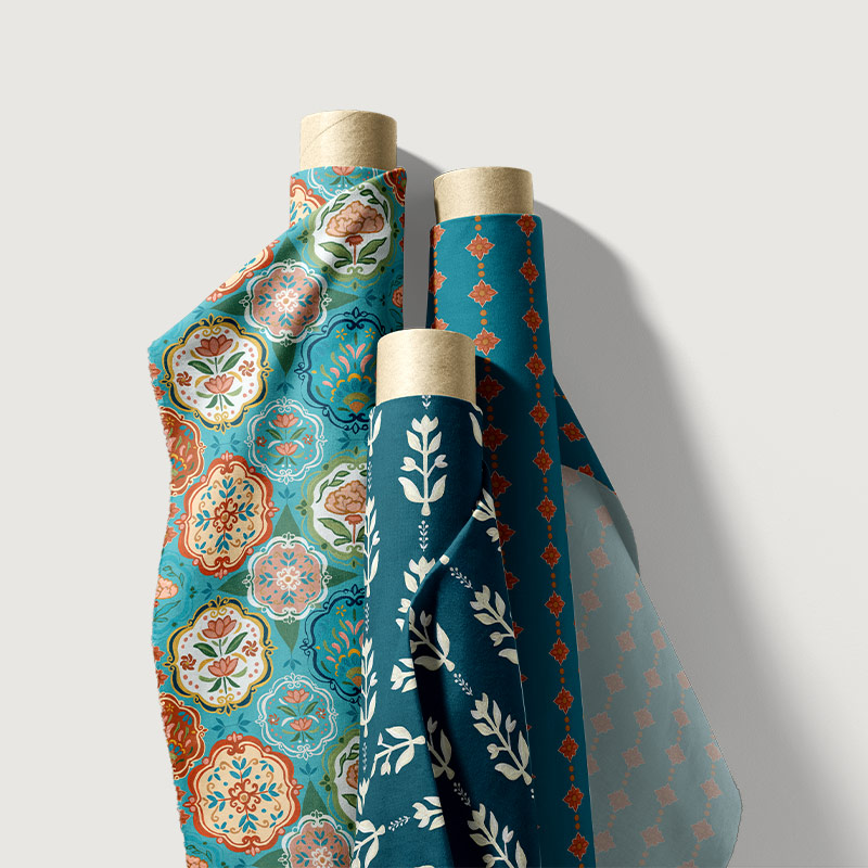 Coordinating licensed artwork applied across home decor products